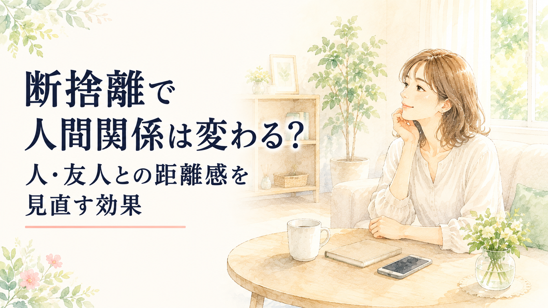 すっきり整った明るいデスクで仕事をしながらこれからの働き方を考えている女性